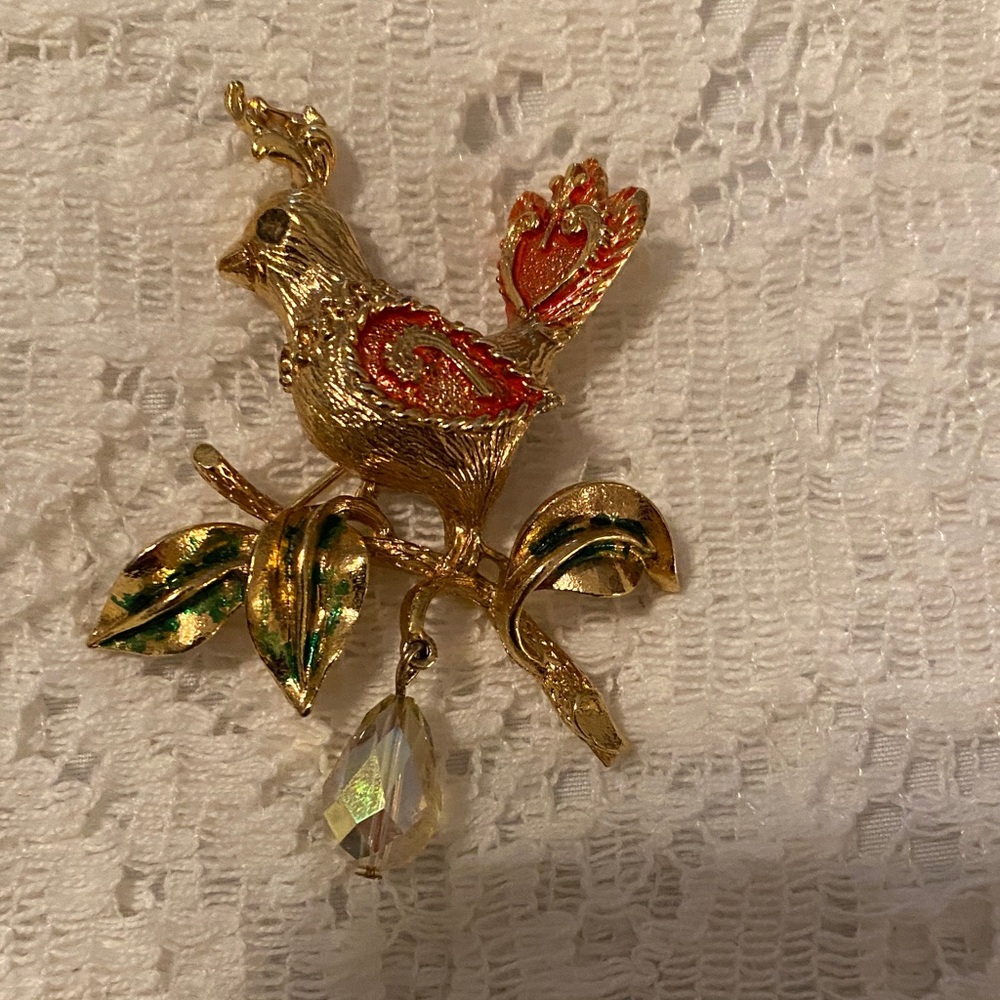 Vintage Mylu Partridge in a Pear Tree Holiday Pin Brooch